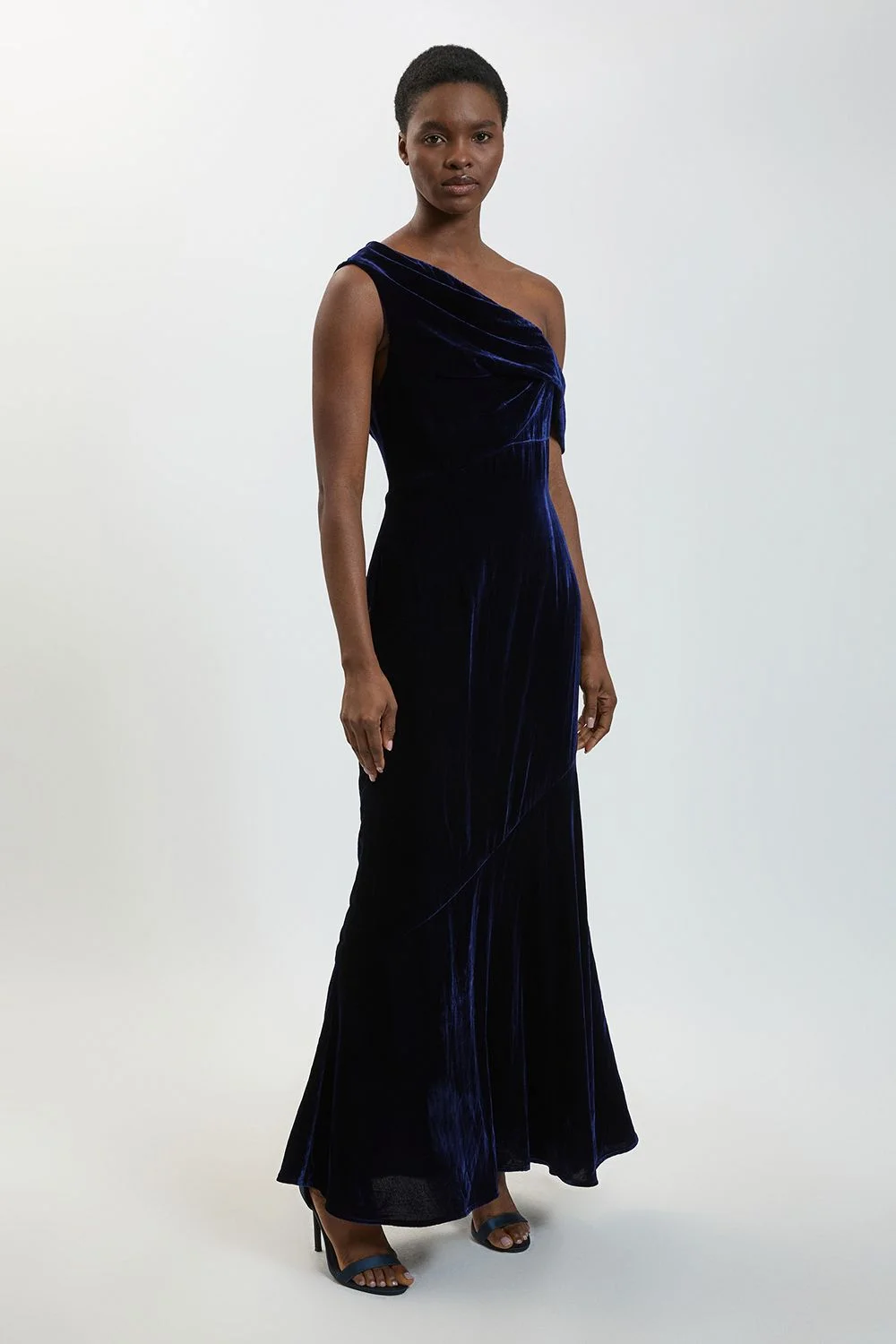 Petite Velvet Off The Shoulder Midi Dress - 1