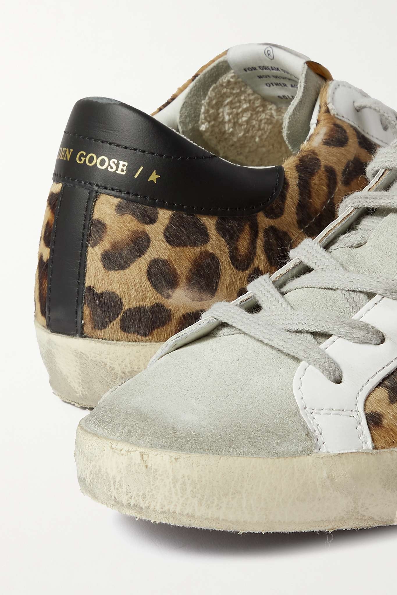 Superstar distressed leopard-print calf hair, leather and suede sneakers - 4