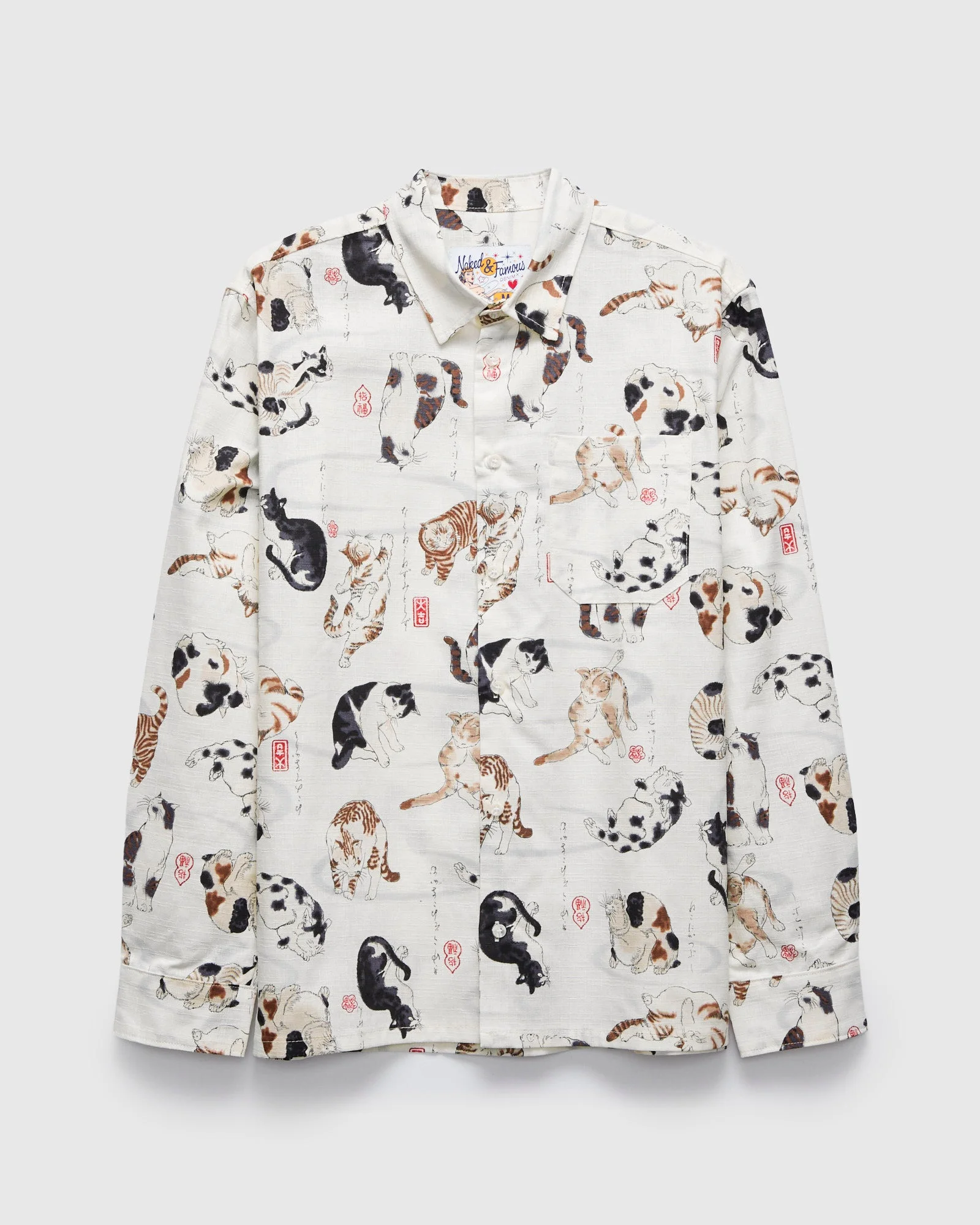 "Japanese Neko Cats" True Shirt in Bone - 1