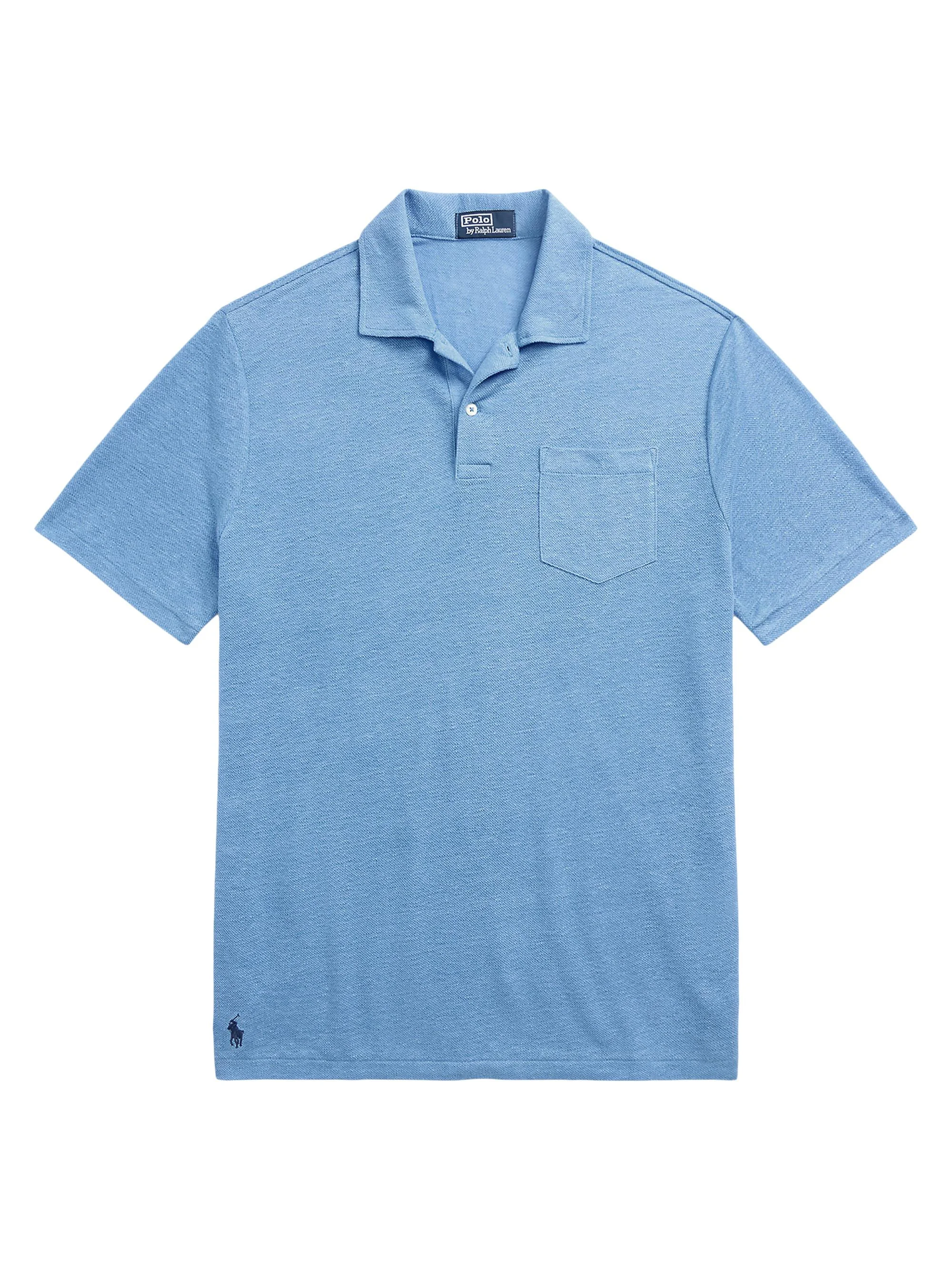 Men's Linen Polo Shirt - Riviera Blue - 1
