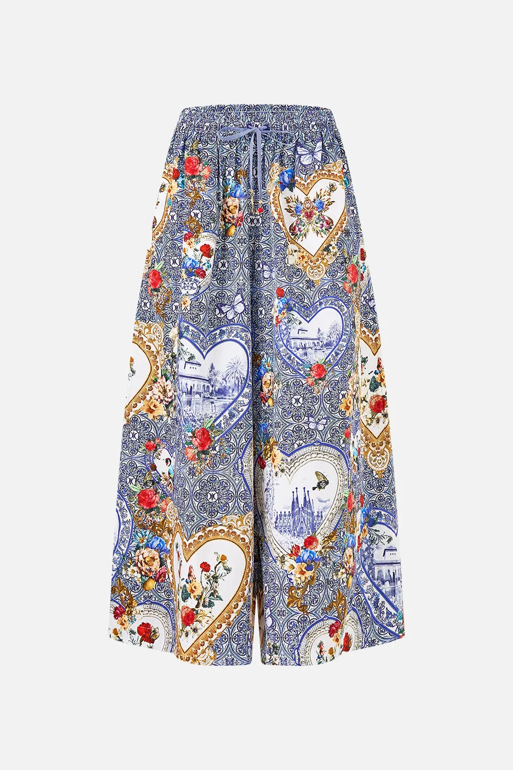 WIDE LEG ELASTIC WAIST PANT - 1