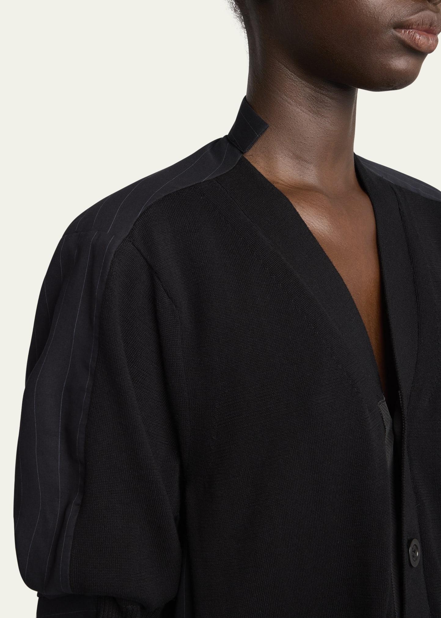 Pinstripe Shirting Cardigan - 5