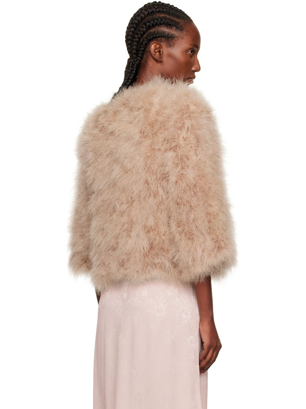 Beige Short Feather Jacket - 3