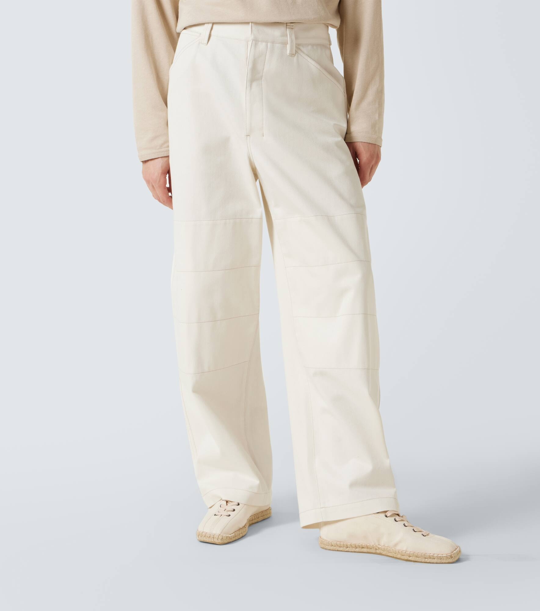 Cotton drill barrel-leg pants - 3