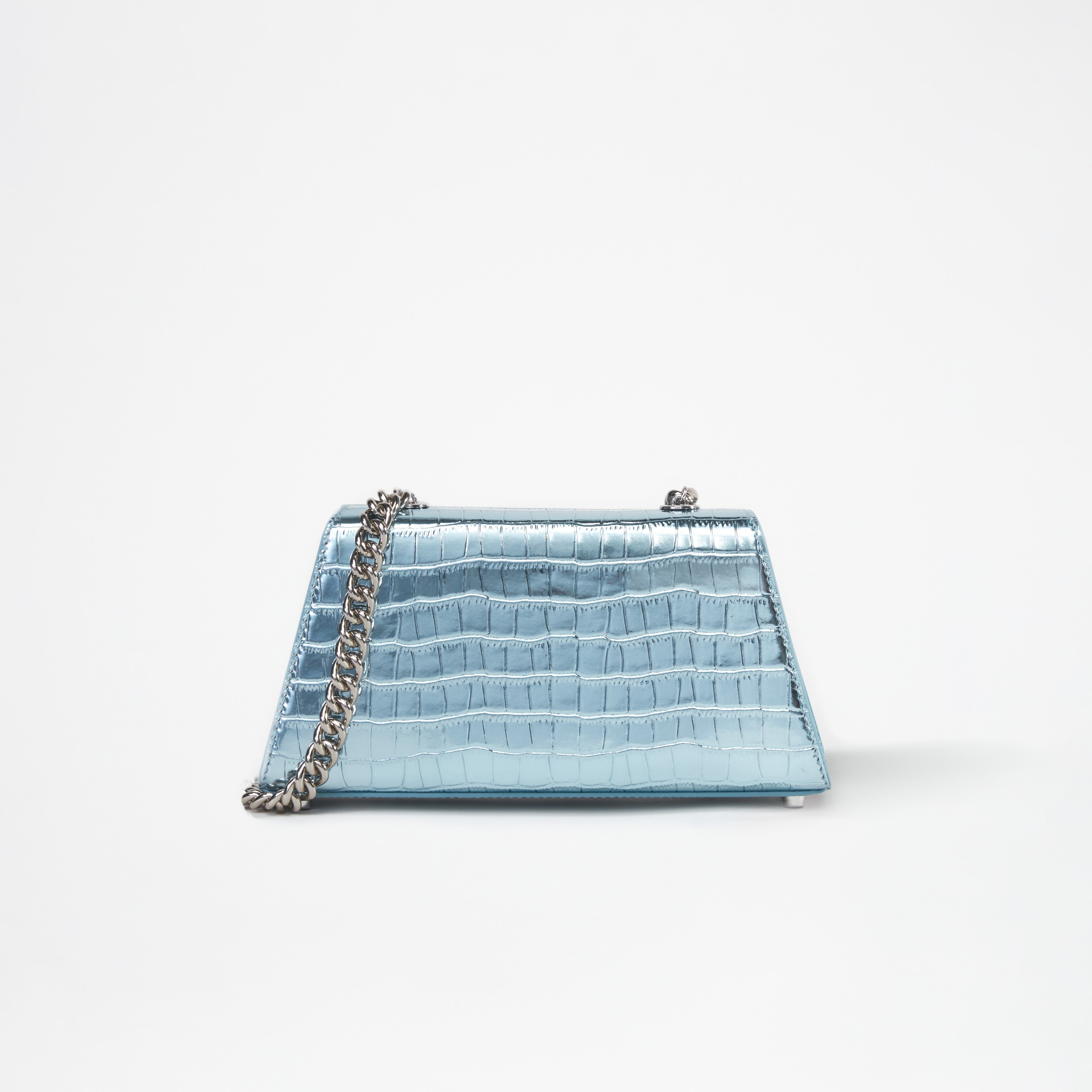 Blue Metallic Bow Mini Shoulder Bag - 3