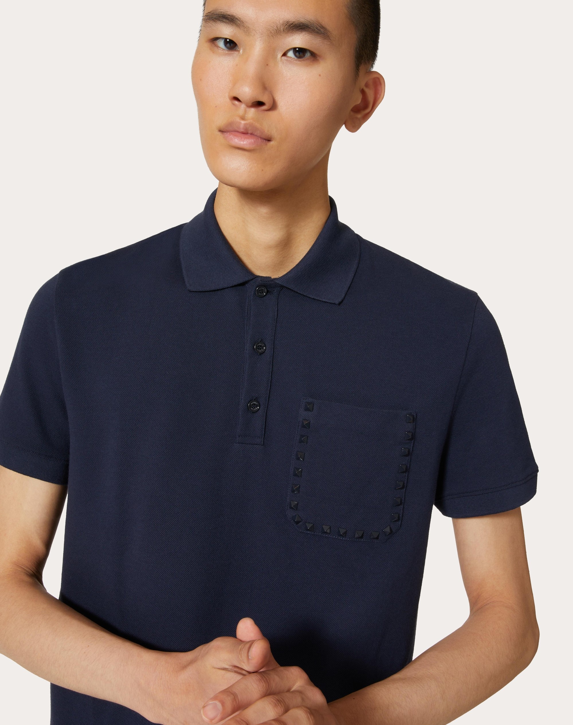 COTTON PIQUÉ POLO SHIRT WITH ROCKSTUD UNTITLED STUDS - 5