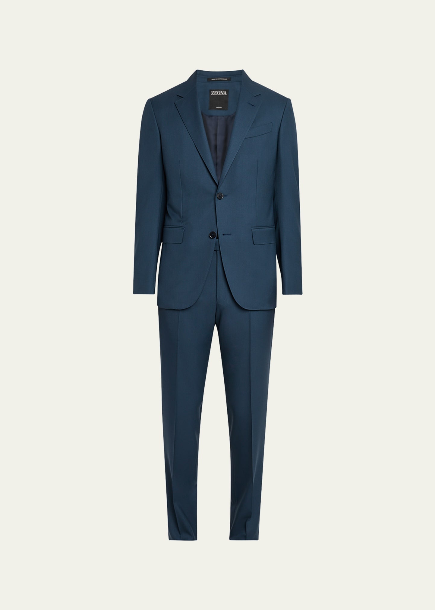 Men's Solid Wool Suit - 1