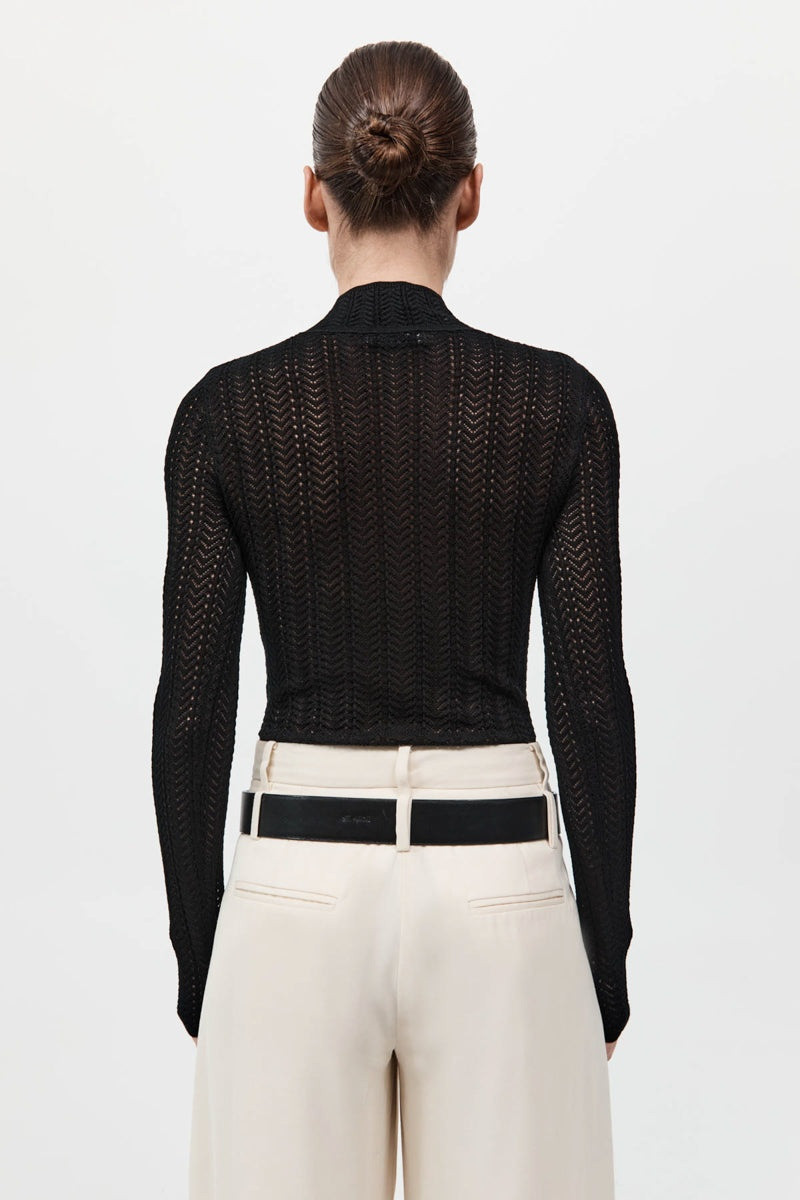 Textured Knit Bodysuit - Black 6