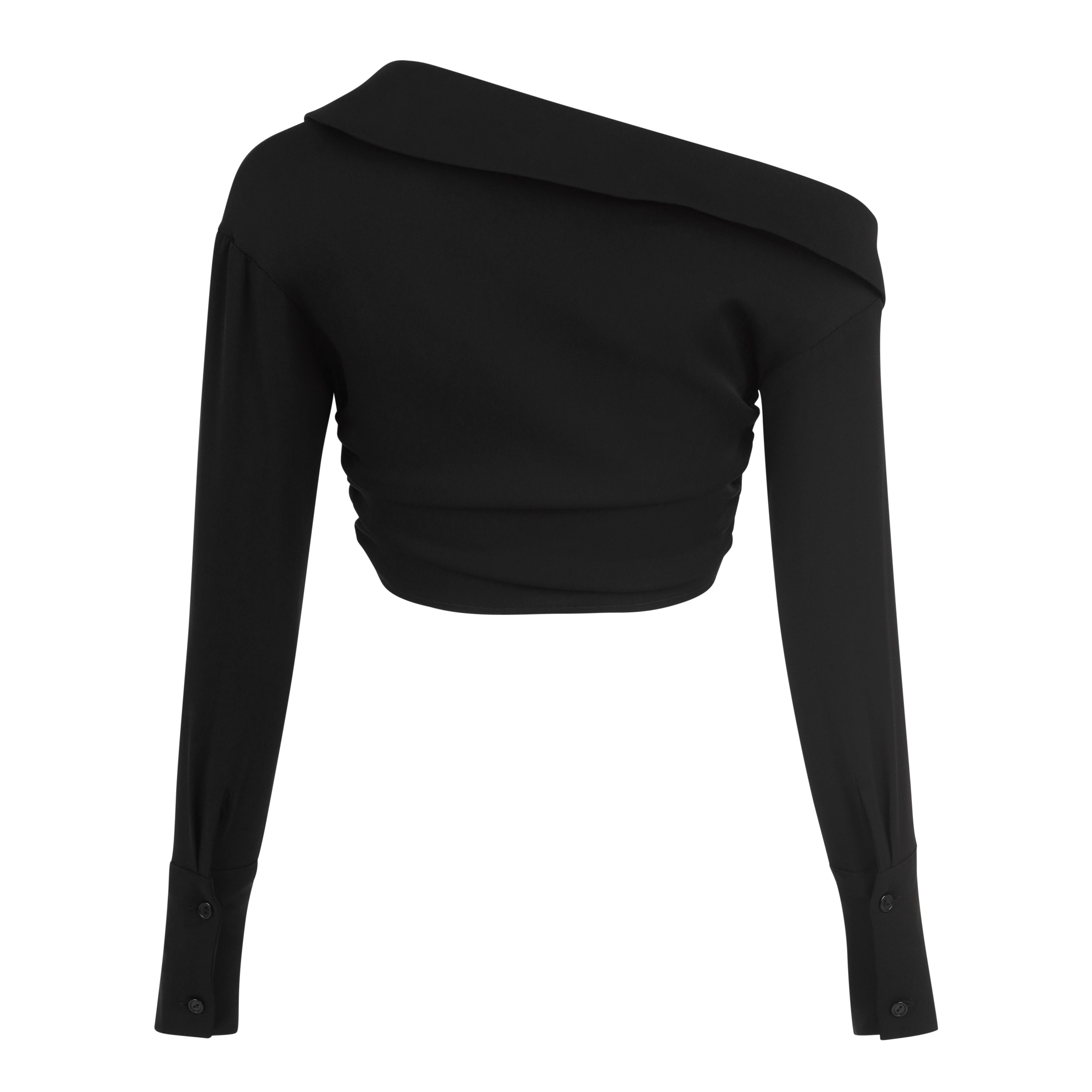 Black Off Shoulder Crop Top - 2
