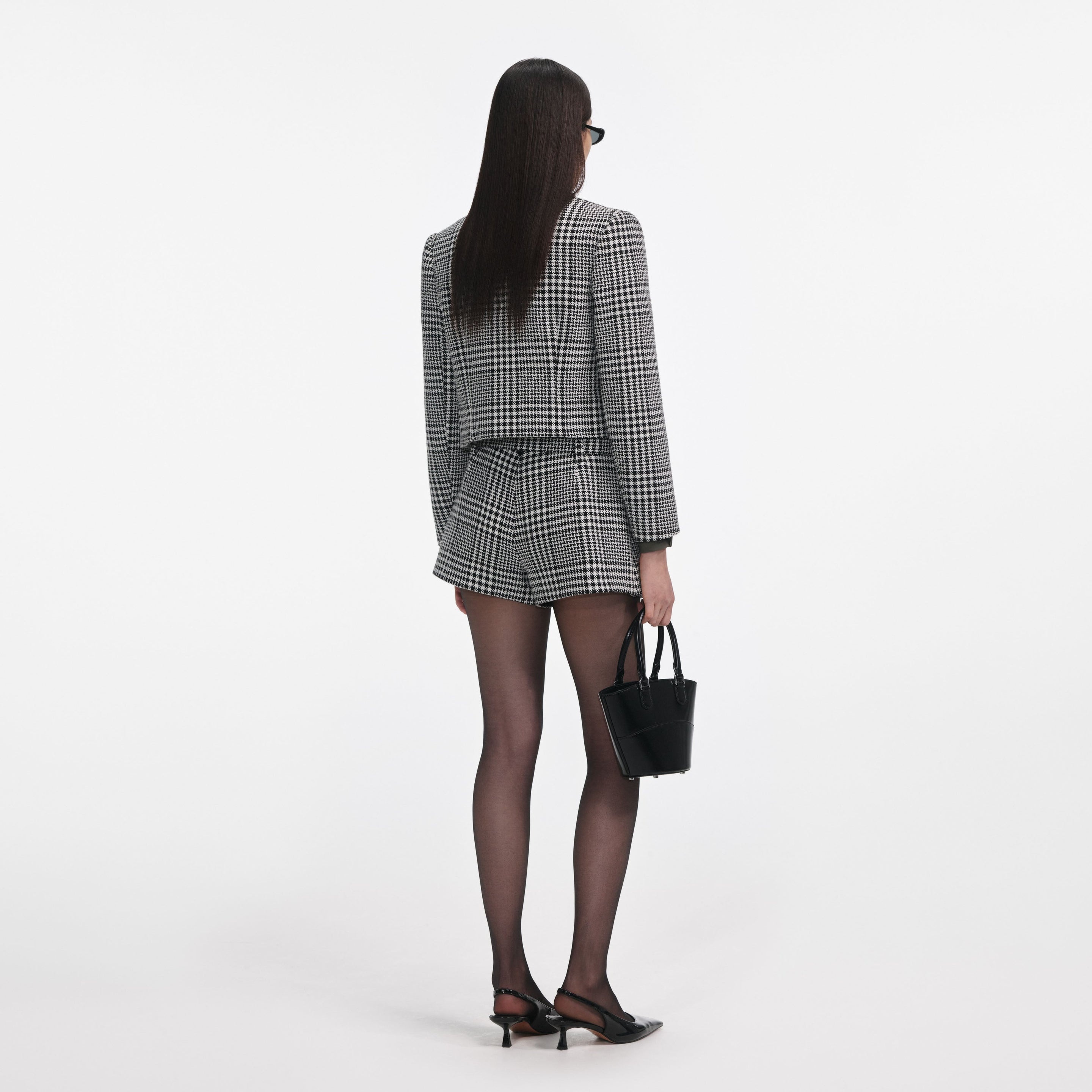 Houndstooth Crystal Trim Jacket - 3