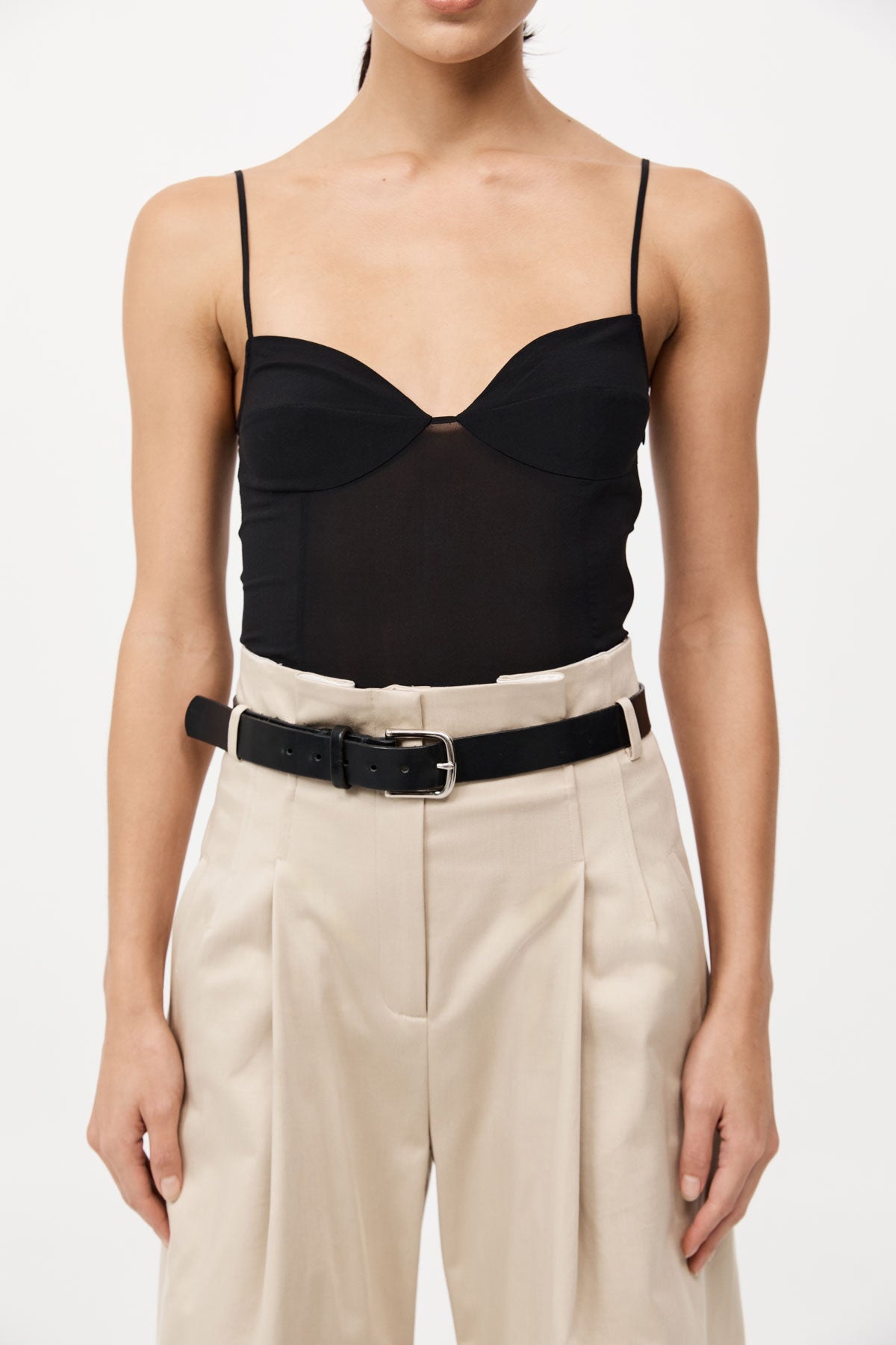 Cotton Paperbag Waist Trousers - Champagne - 4