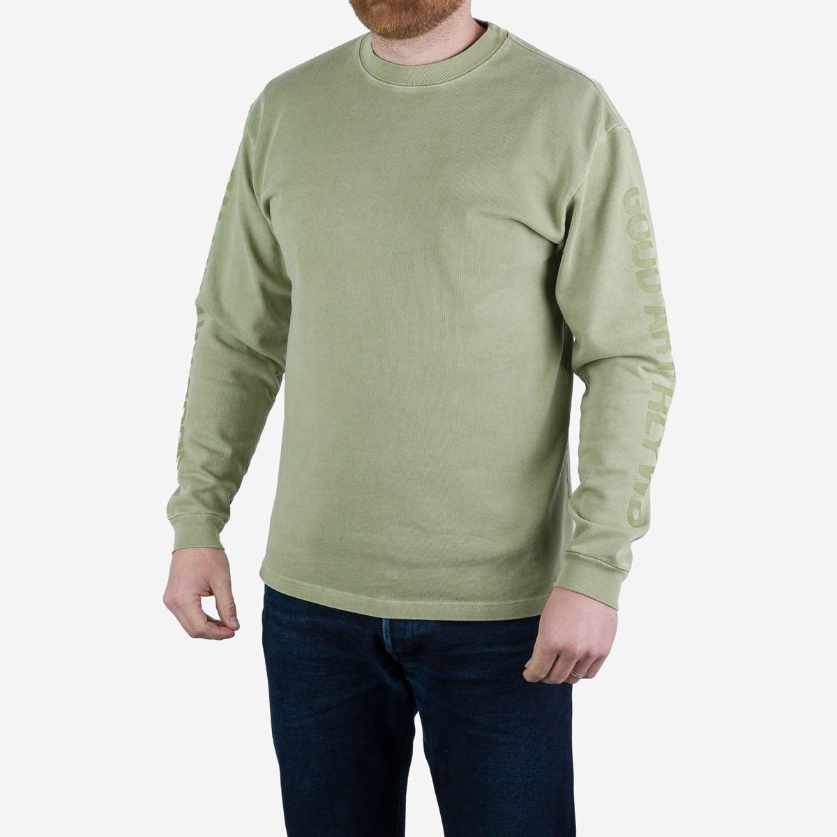 GA-LS-SGE GOOD ART HLYWD Heavyweight Long Sleeve Crew Neck T-Shirt - Sage Green - 2