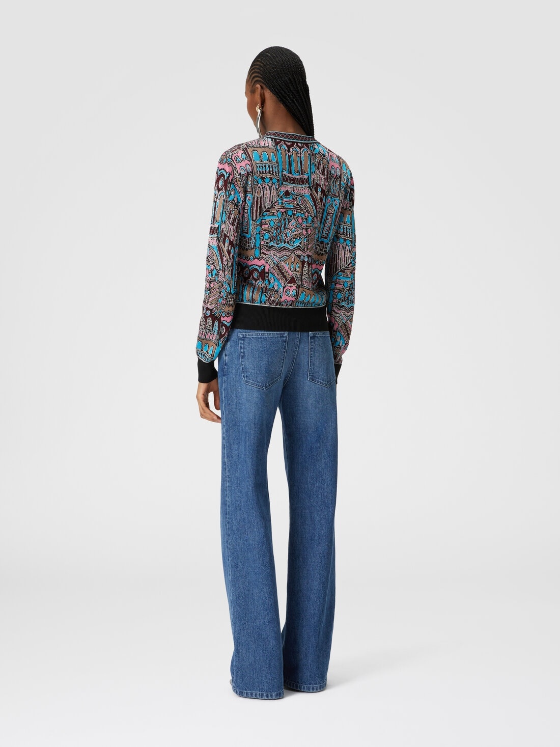 Crewneck pullover in wool and viscose with Venezia motif - 3