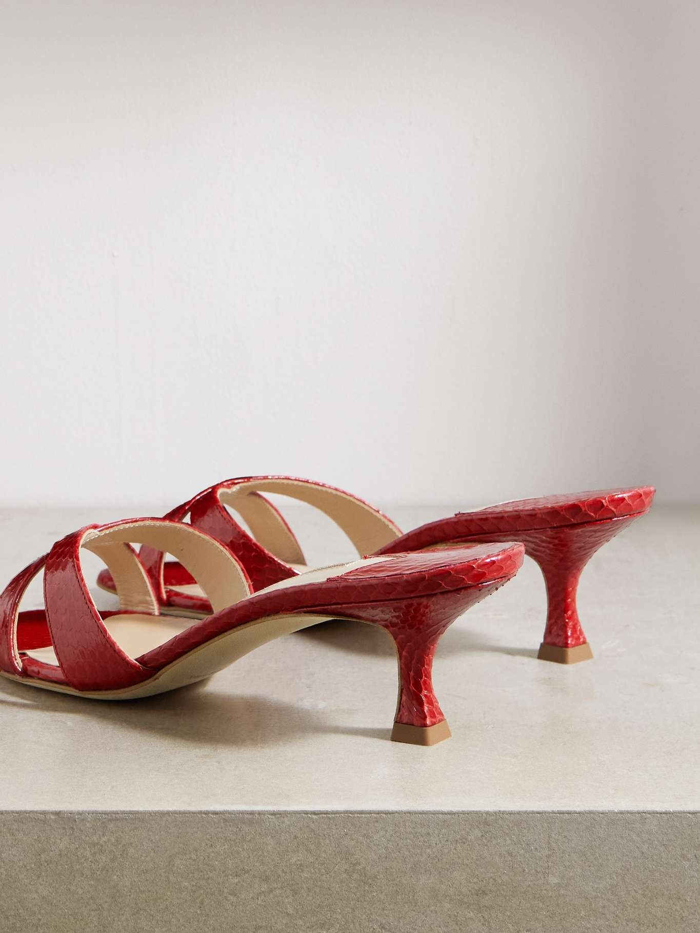 関税込み★Manolo Blahnik★Ahwak 50 レザー ミュール Manolo Blahnik Callamu 50 elaphe mules | REVERSIBLE
