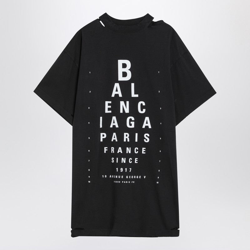 Balenciaga Optical Black Oversized T-Shirt Women - 3