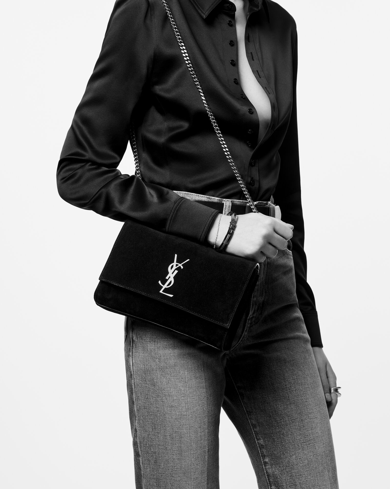 Saint Laurent Small Kate Reversible Chain Bag in Pavot Rouge