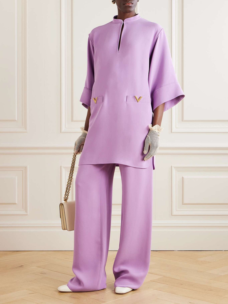 Valentino Silk-cady wide-leg pants Purple outlook