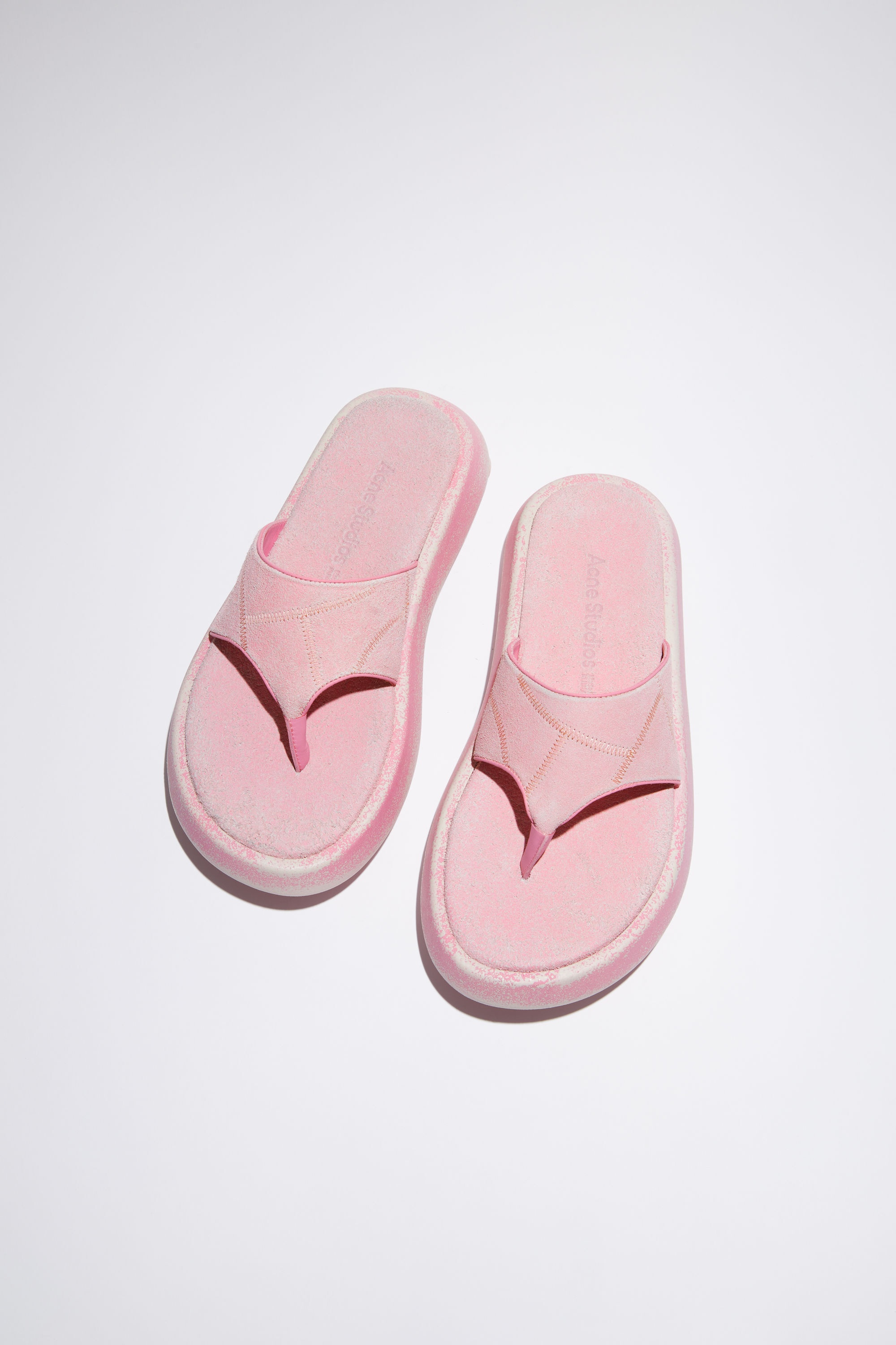 Reversed leather sandals - Blush pink - 3