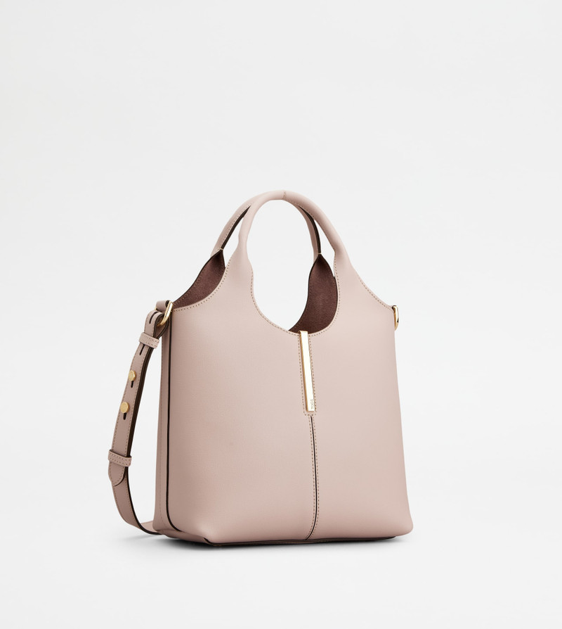 Tod's TOTE SHOPPING BAG IN LEATHER MINI - PINK outlook