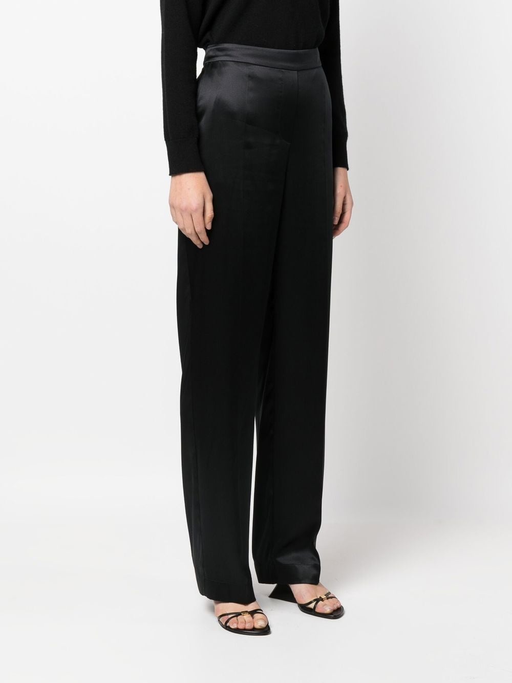 silk straight-leg trousers - 3