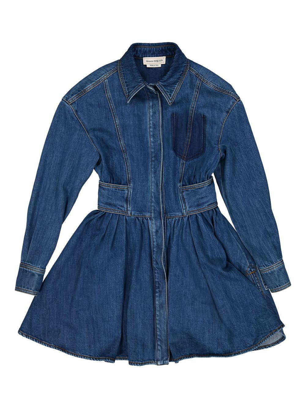 flared denim shirt dress - 1
