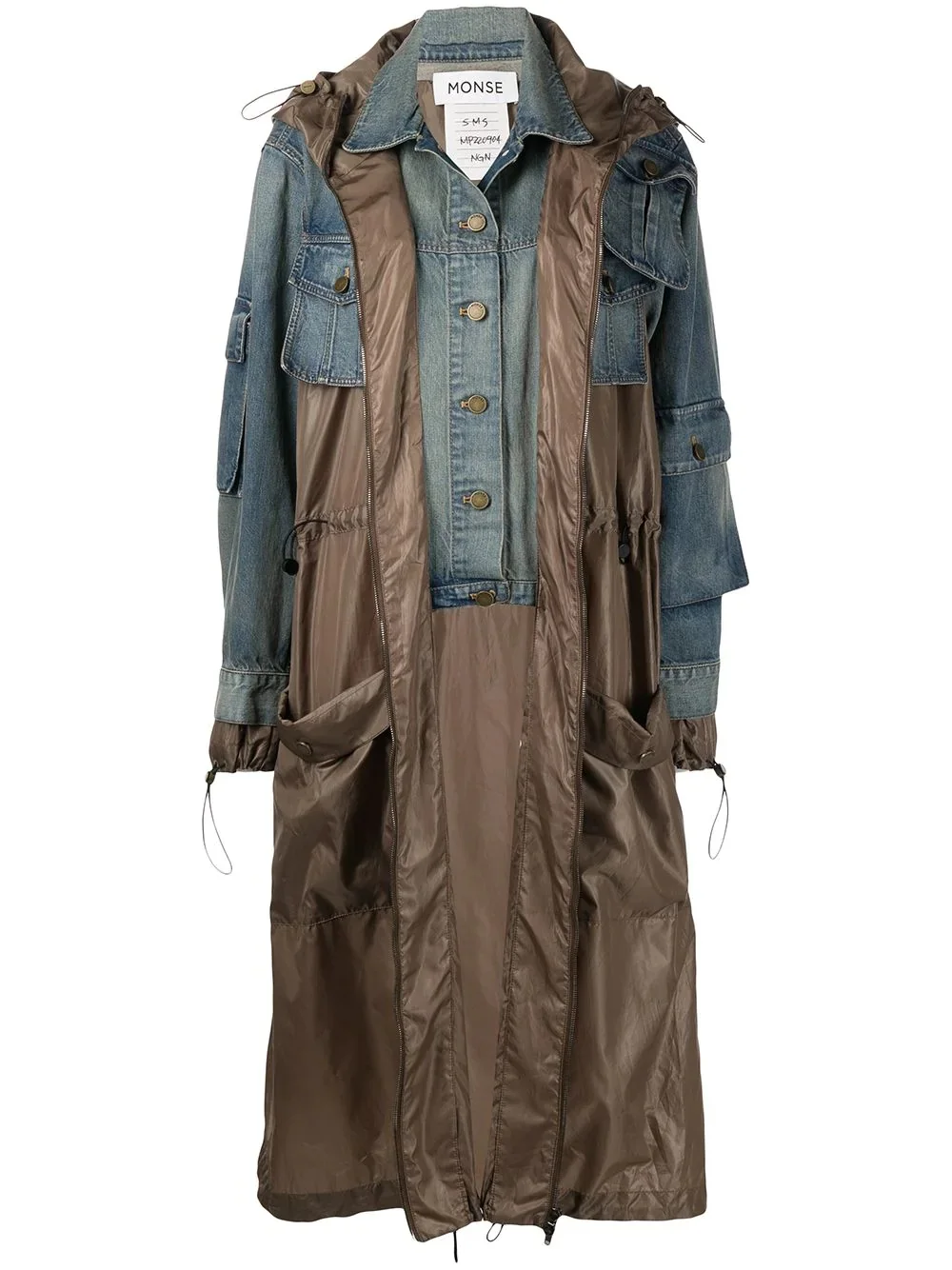 layered-look panelled midi coat - 1