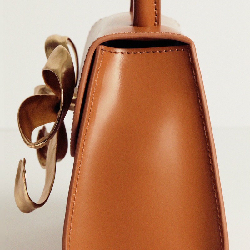 self-portrait The Bow Mini in Tan with Gold Hardware outlook