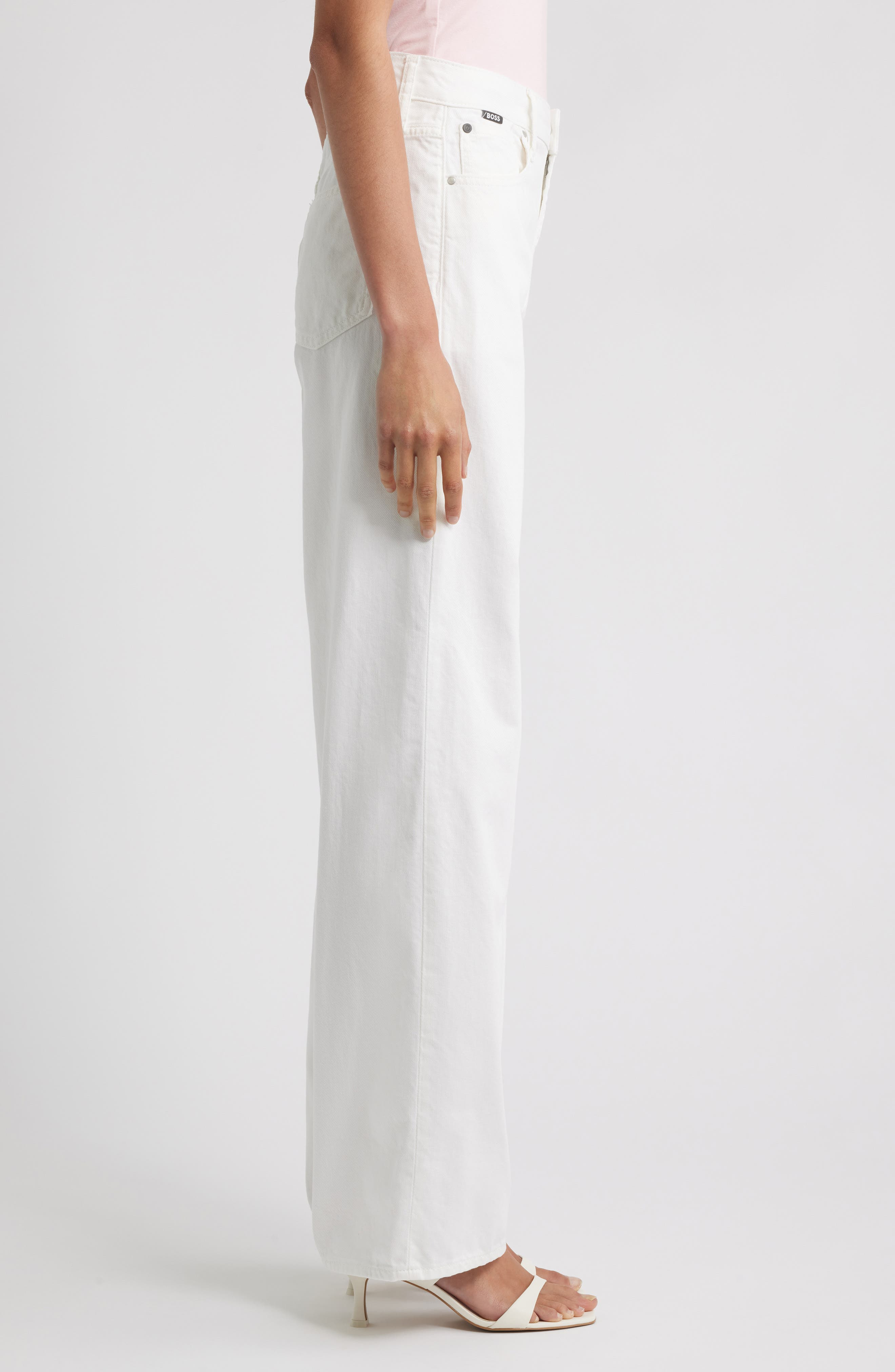 BOSS Crossroad Super Boyfriend Jeans in White at Nordstrom - 3