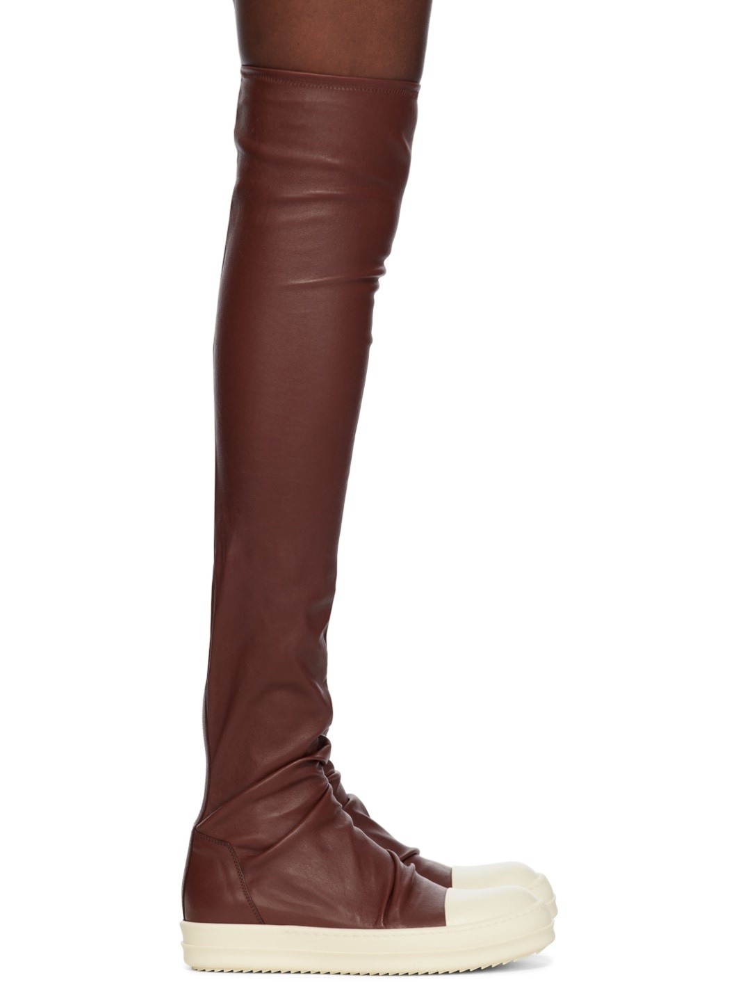 Burgundy Knee-High Stocking Boots - 1