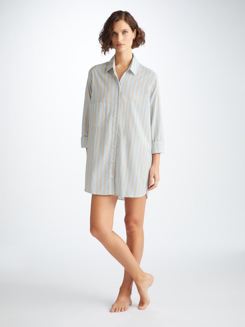 Women's Nightshirt Amalfi 20 Cotton Batiste Blue - 3