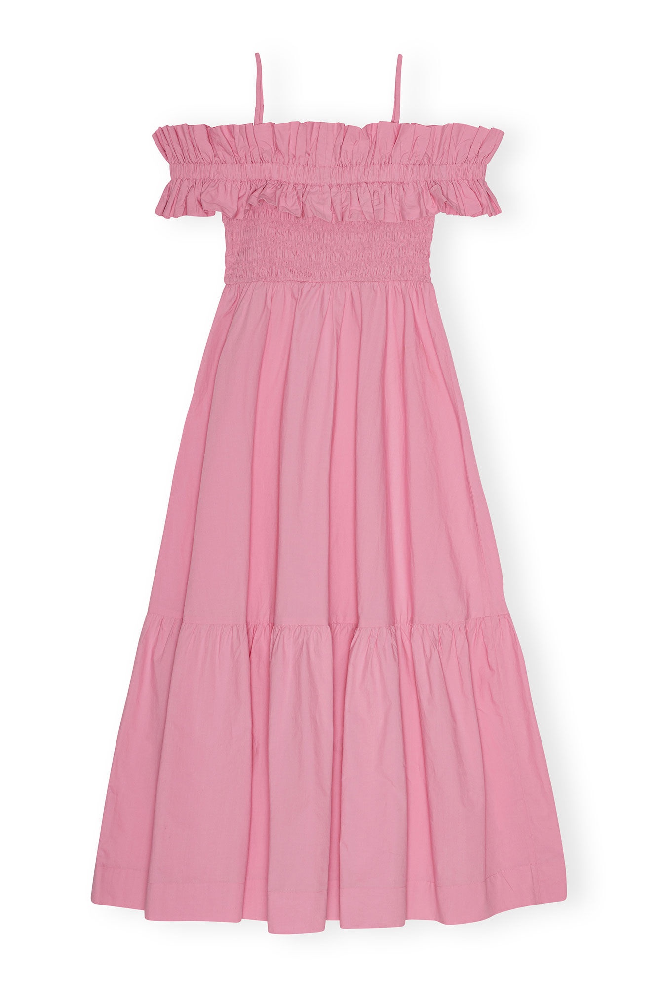 PINK COTTON POPLIN LONG SMOCK DRESS - 1