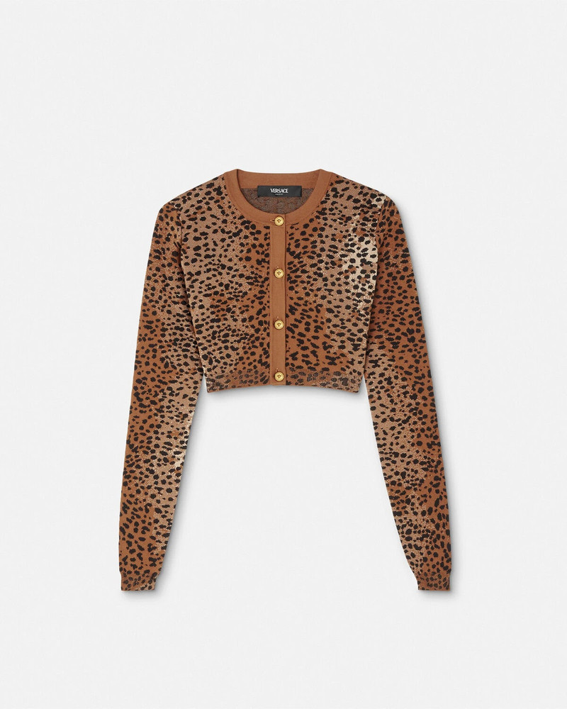 Leopard Wool-Blend Knit Crop Cardigan 1