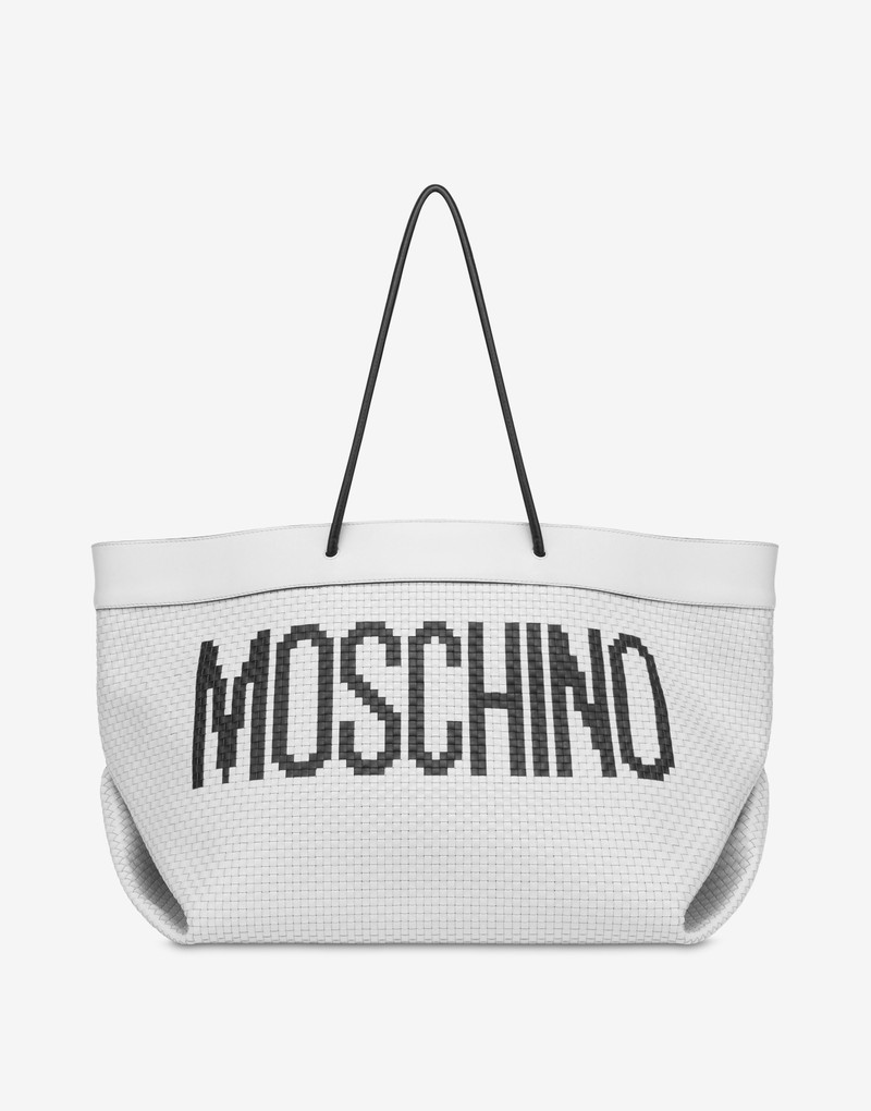 BLACK & WHITE CALFSKIN BRAIDED SHOPPER 1
