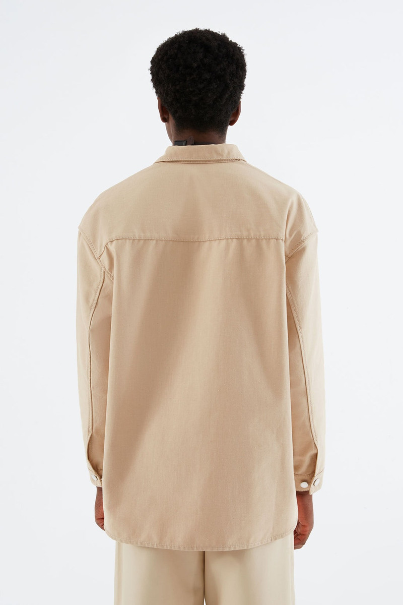 BEIGE DENIM OVER SHIRT 4
