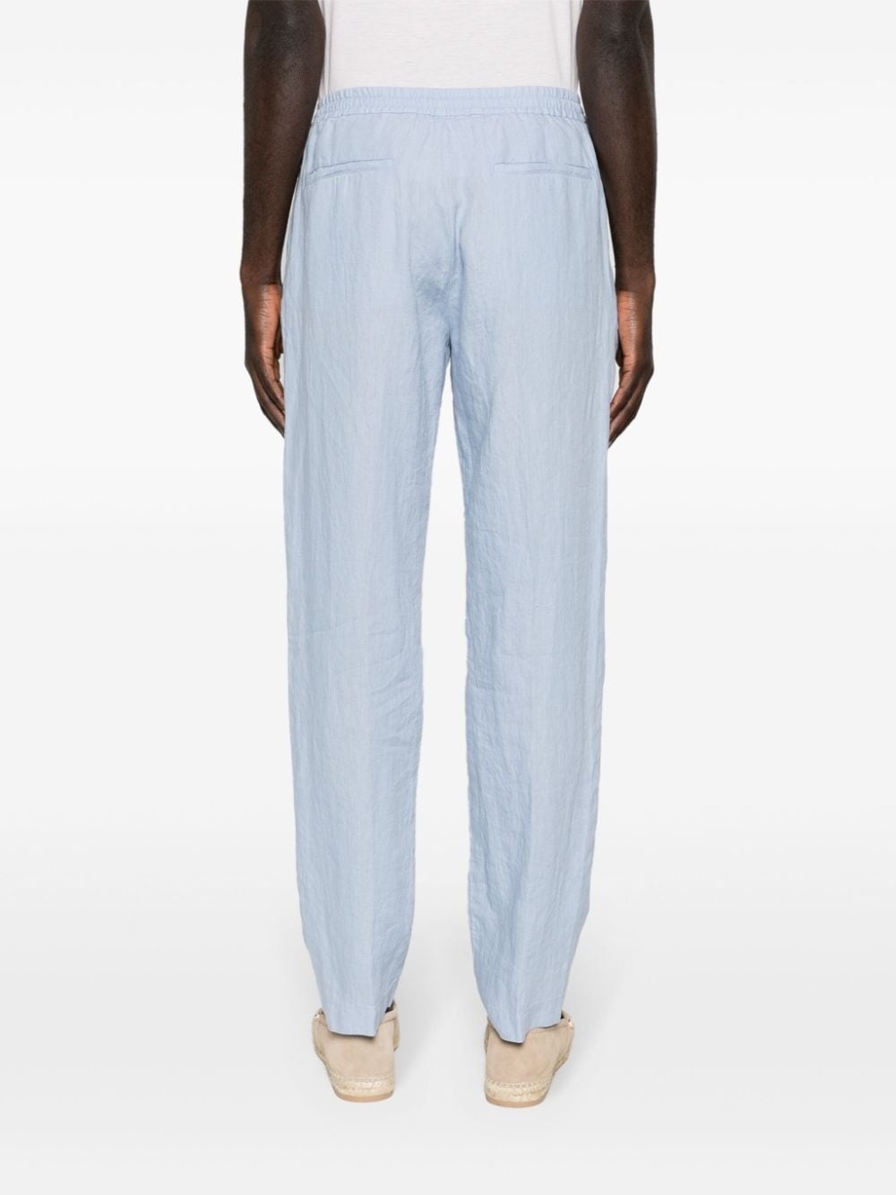 mid-rise tapered linen trousers - 4