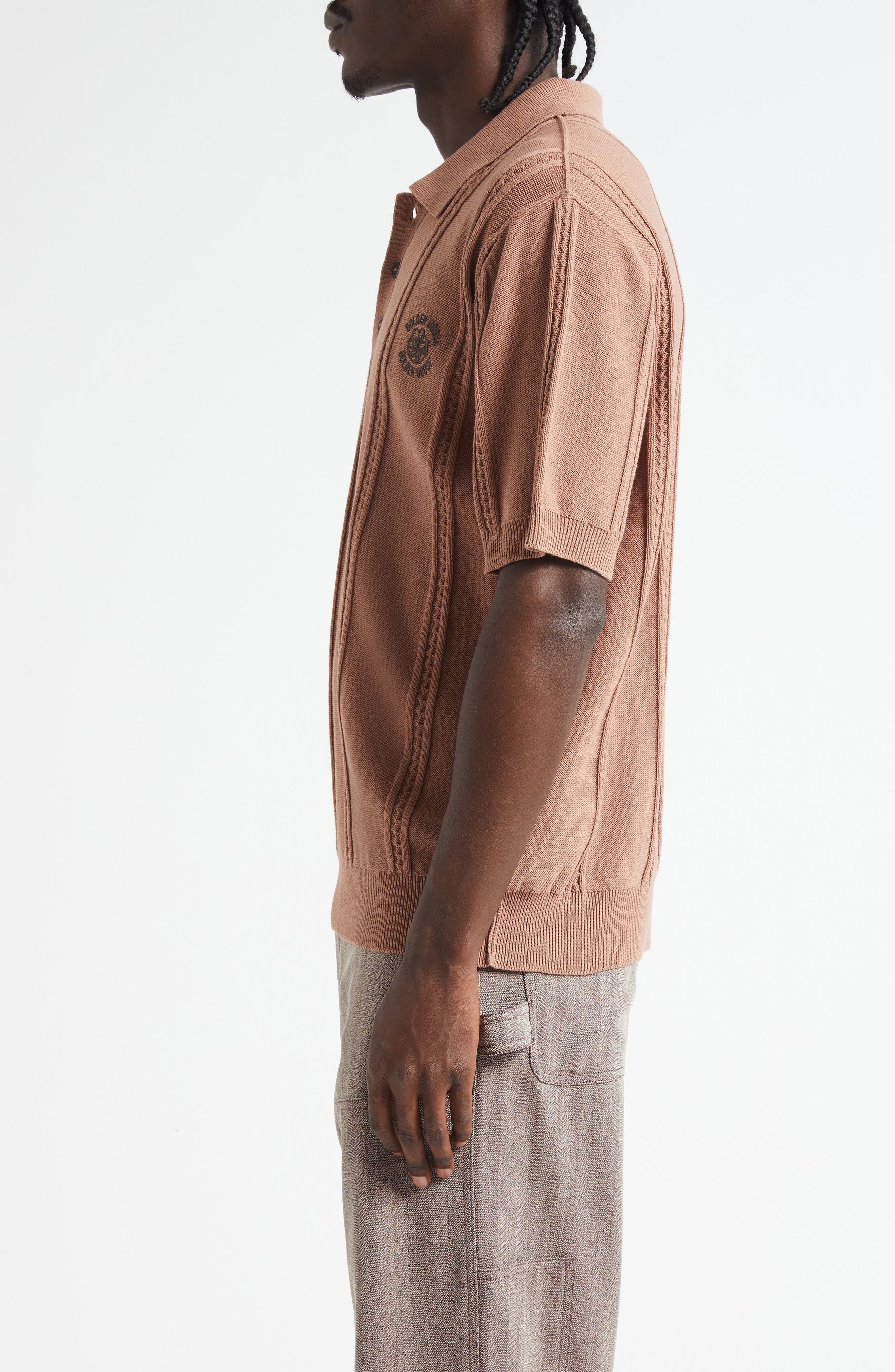 Golden Goose Journey Logo Embriodered Polo Sweater in Brownie at Nordstrom - 4