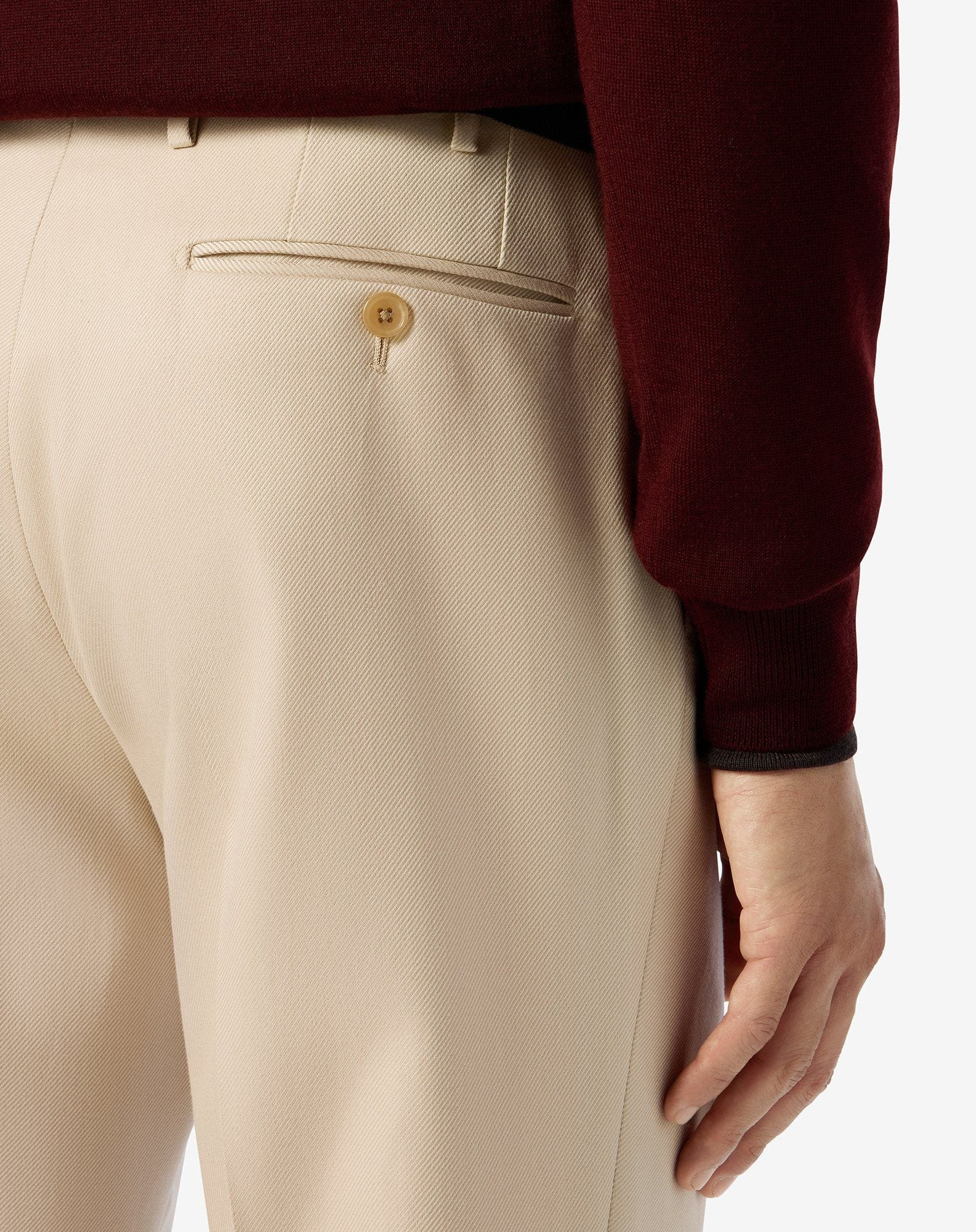 Light beige wool and stretch cotton trousers - 5