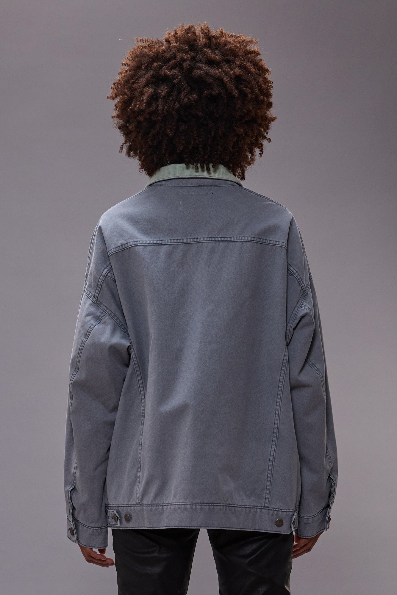 LACEY TRUCKER JACKET - FADED STEEL BLUE CANVAS - 3