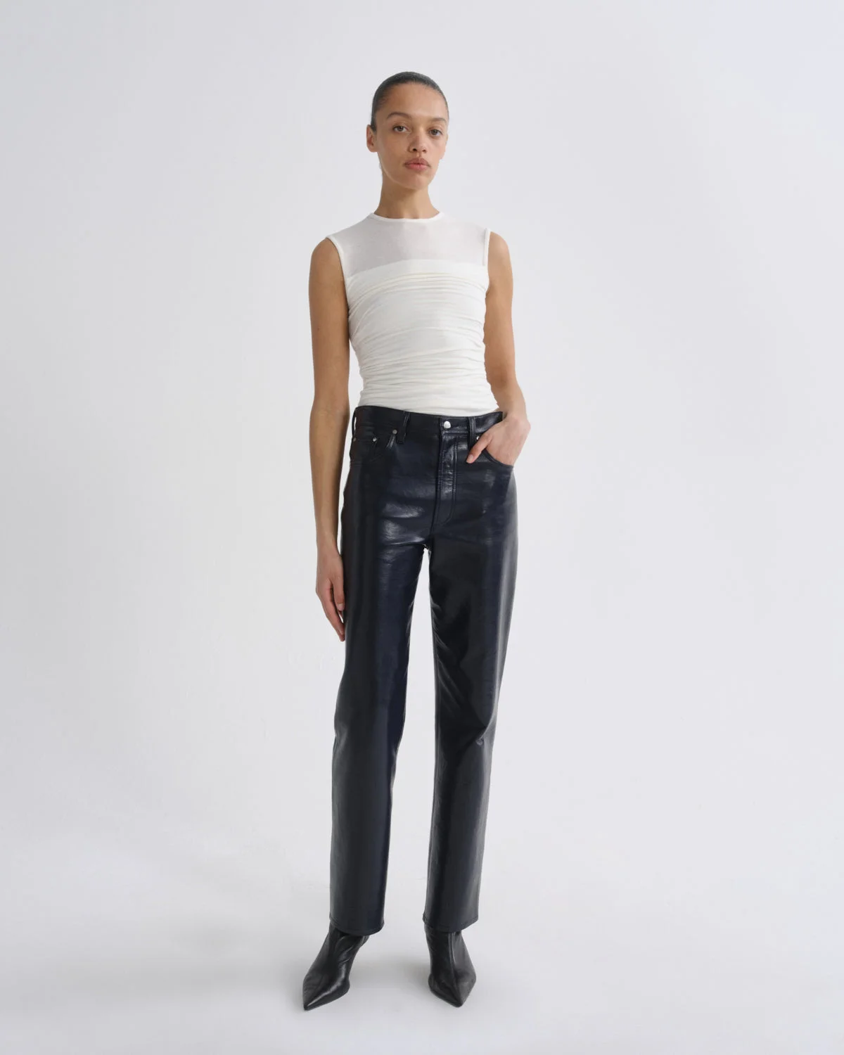 LANA JEAN (RECYCLED LEATHER) IN NAVY - 1