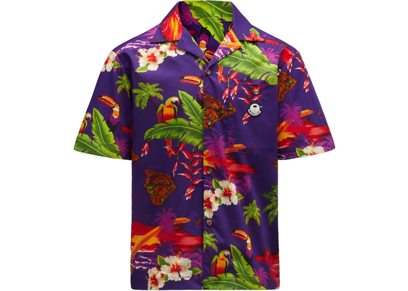 Moncler x Palm Angels Hawaiian Print Short Sleeve Shirt Purple Multi Print - 1