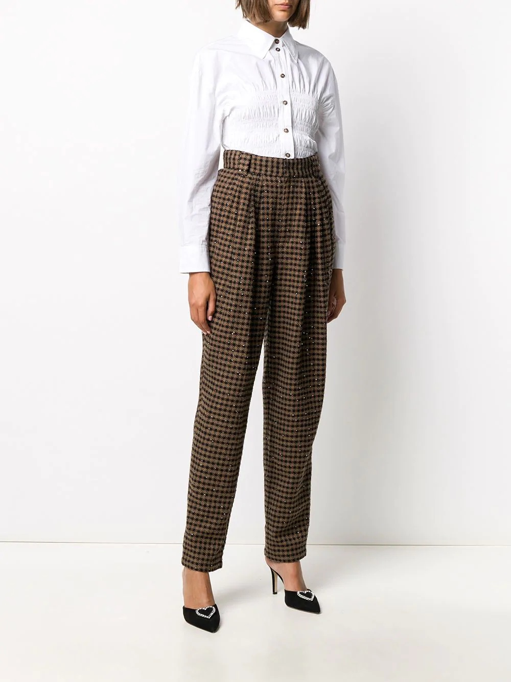 check high-rise tailored trousers - 3