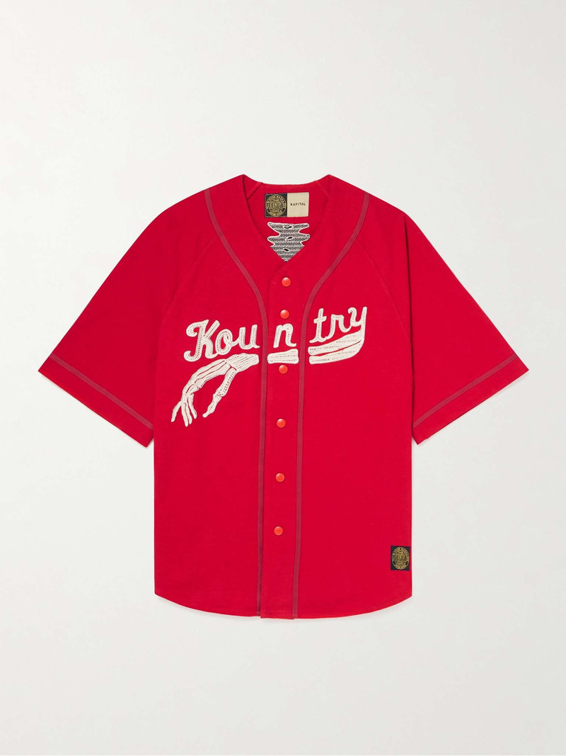 Oversized Logo-Appliquéd Cotton-Jersey Baseball Shirt 1