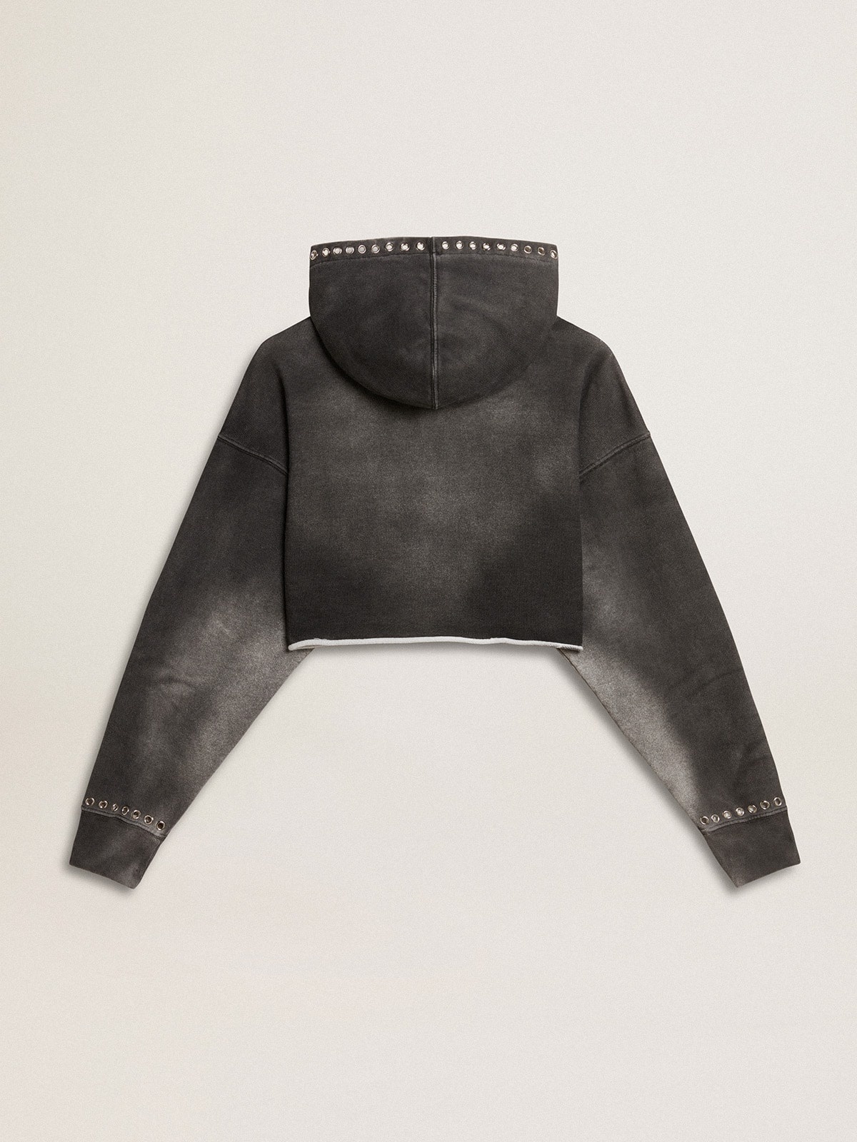 Gray cropped sweatshirt with a lived-in effect - 6