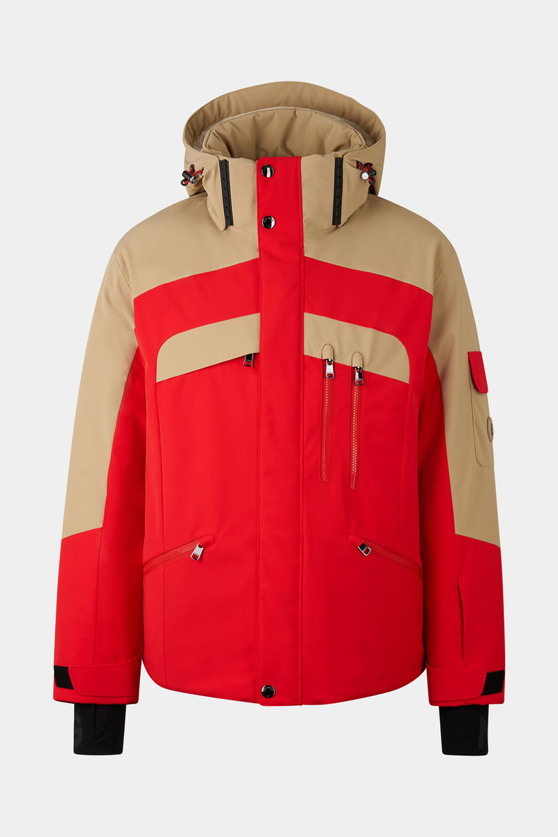 Danjo down ski jacket in Red/beige 1