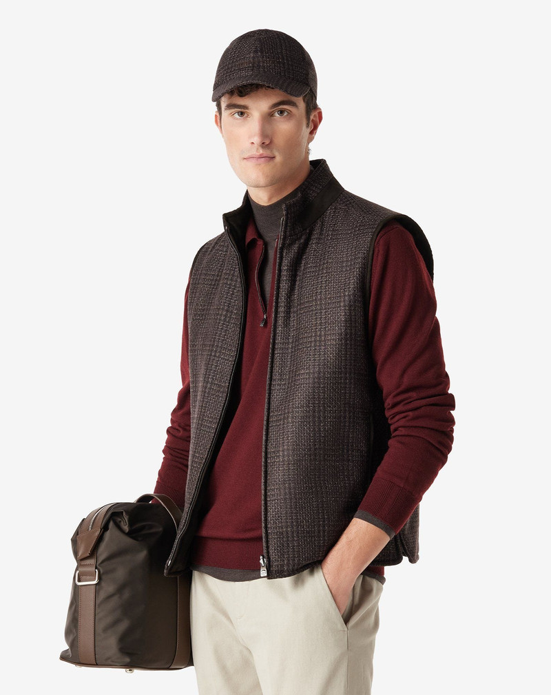 CORNELIANI Brown reversible pure wool gilet outlook