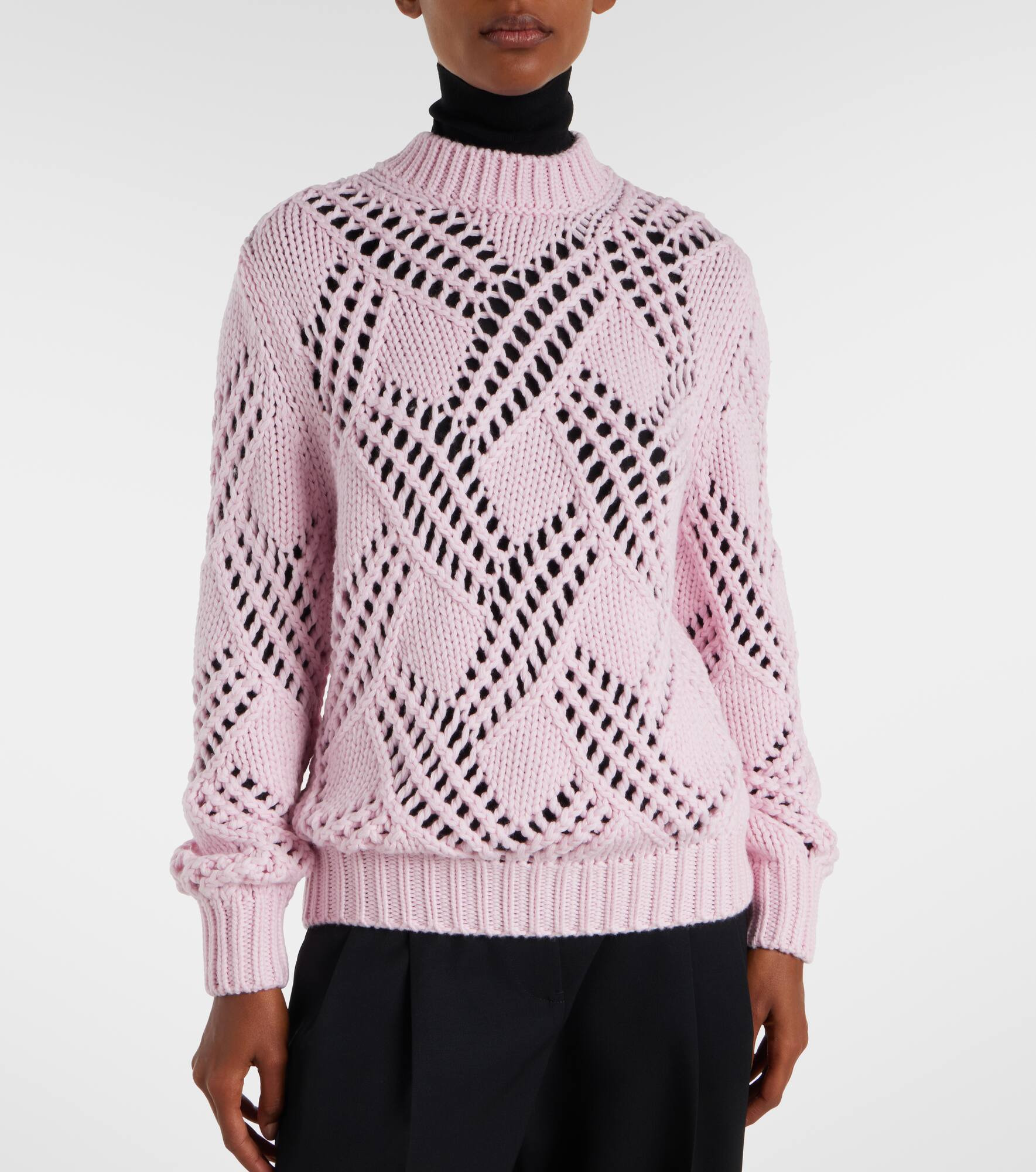 Lace-trimmed virgin wool sweater - 6