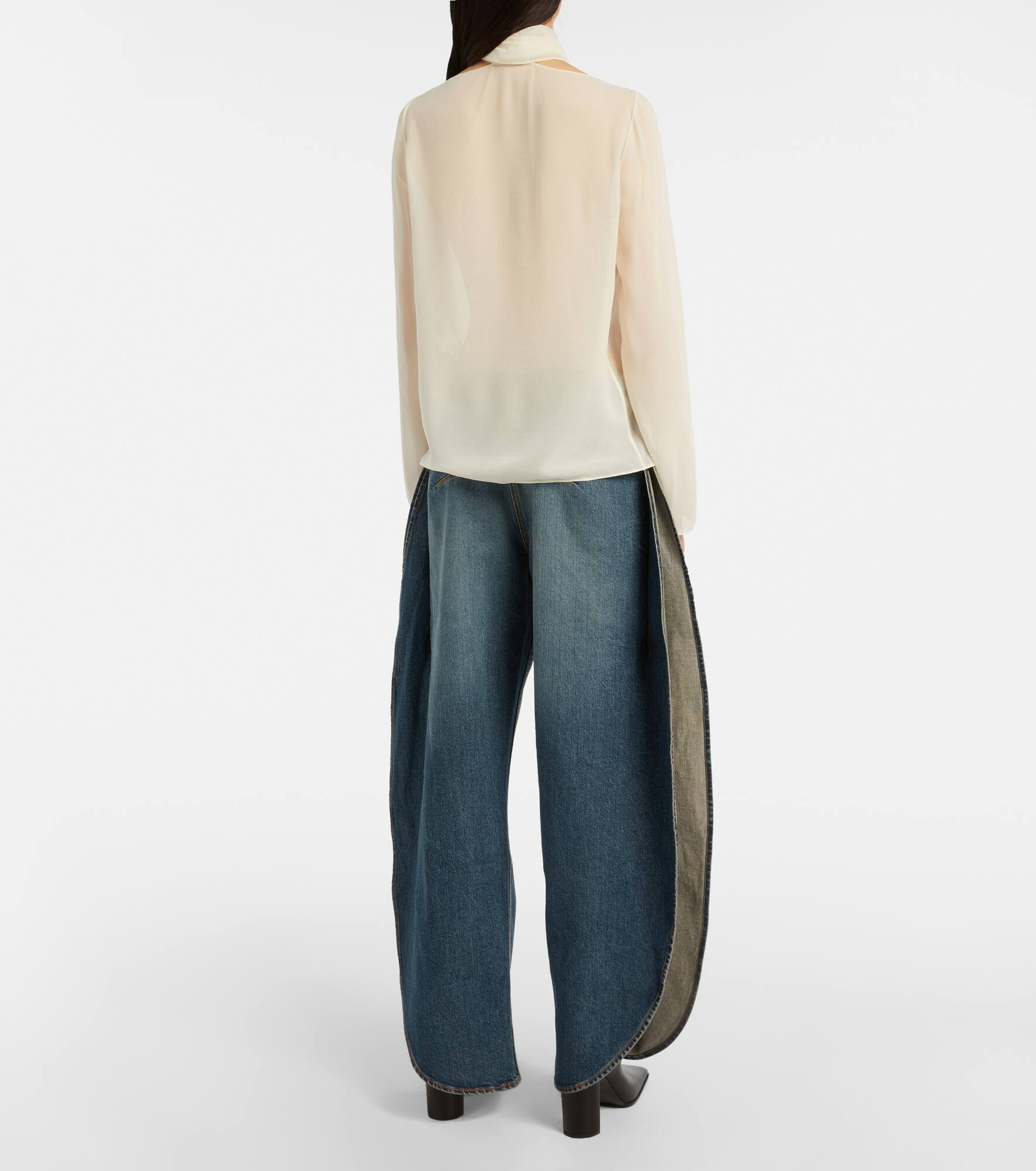 Sheer tie-neck blouse - 3
