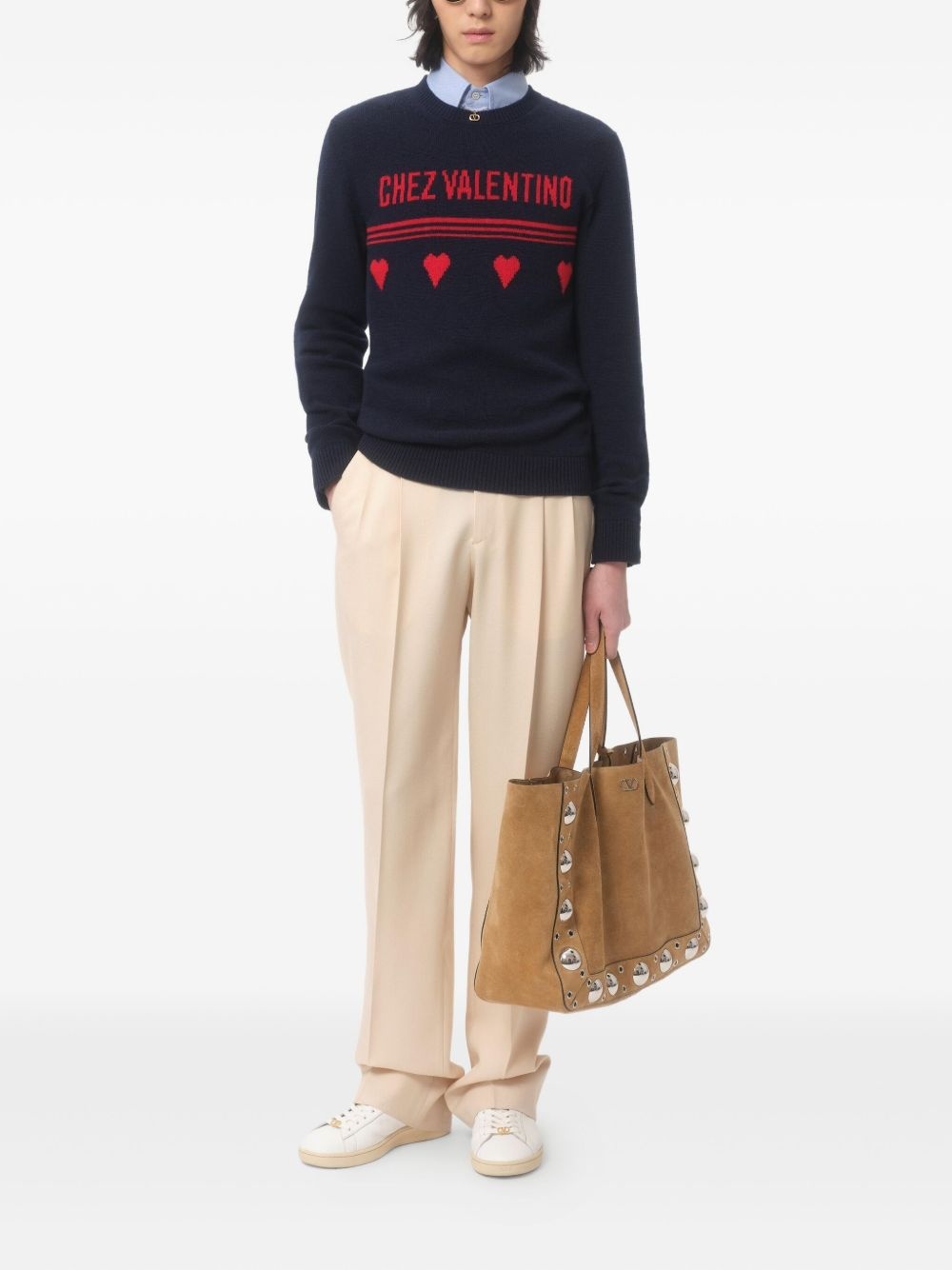 heart motif text sweater - 2
