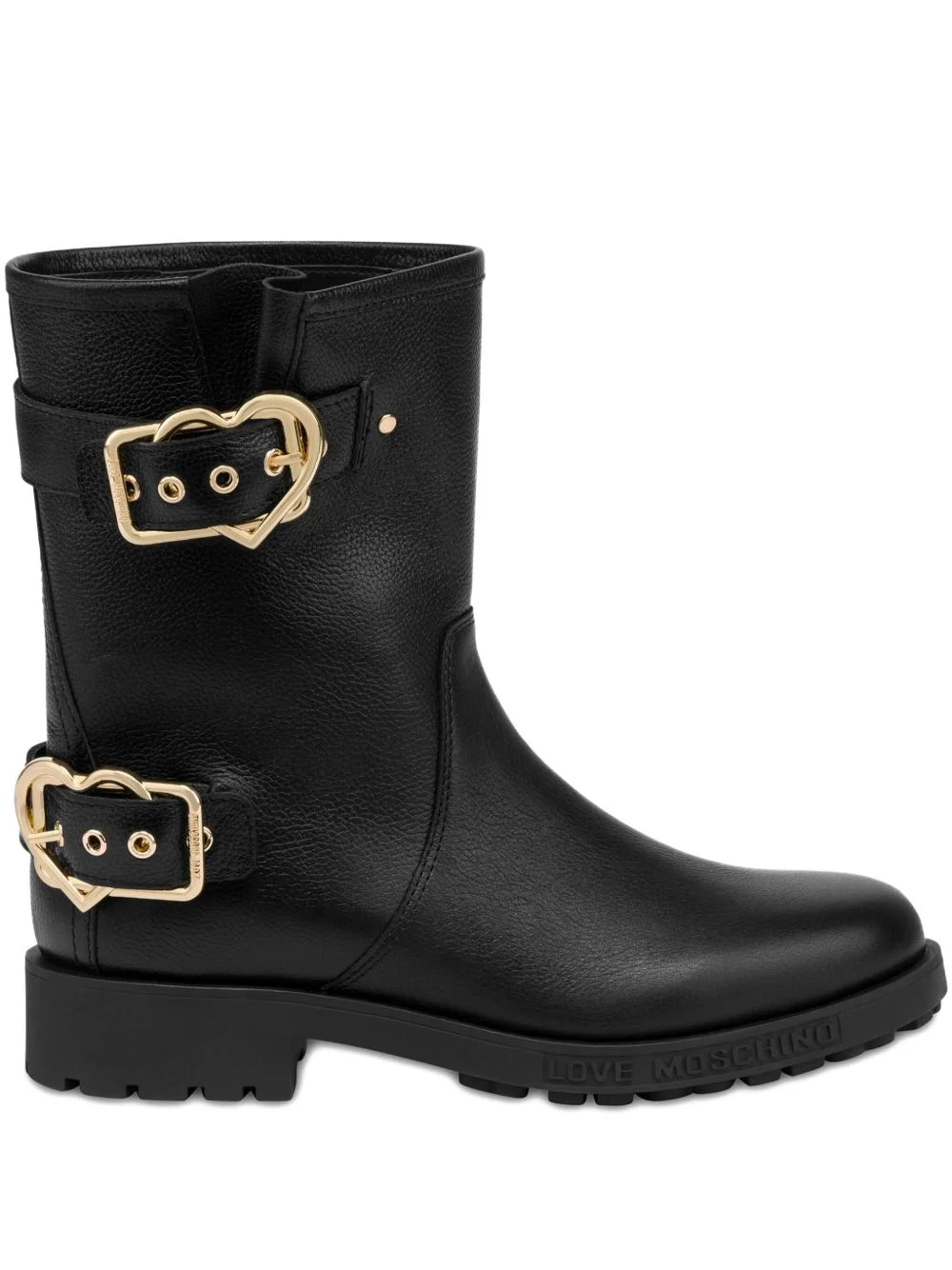 heart-buckle leather boots - 1