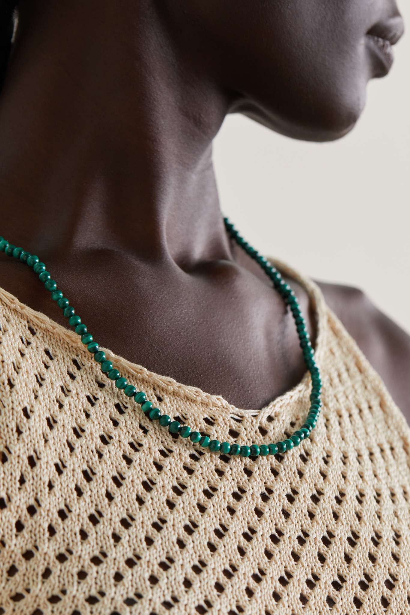 14-karat gold malachite necklace - 2